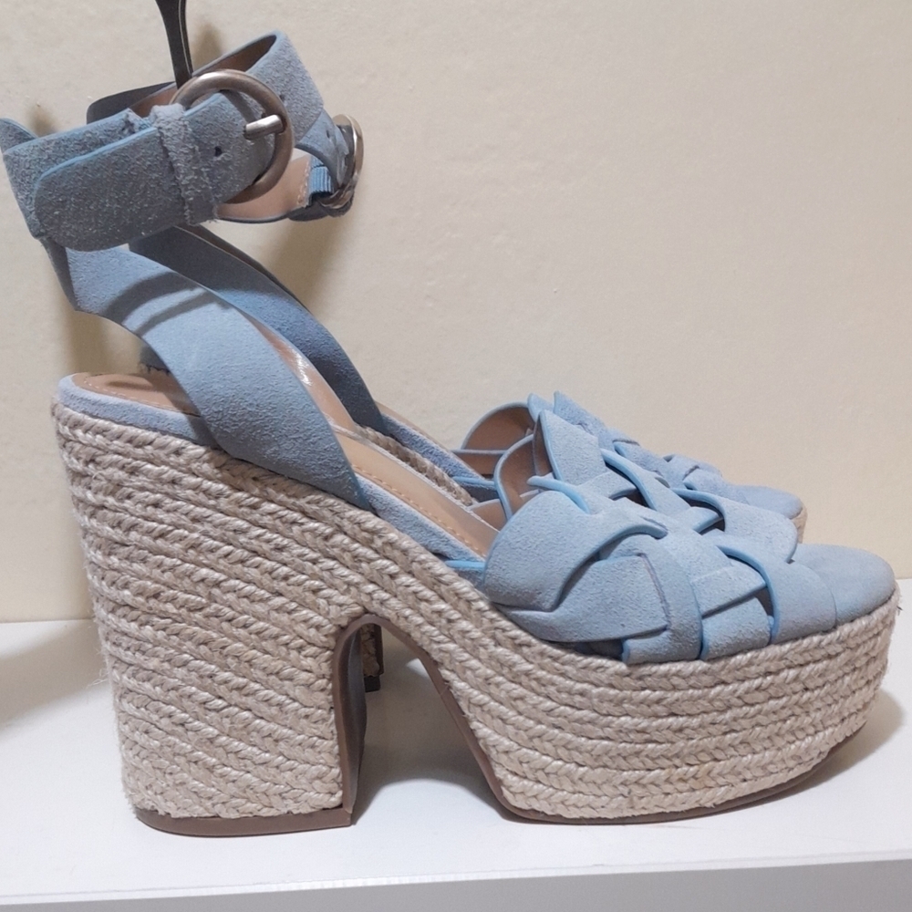 Marc Fisher chunky heel platform adjustable ankle strap  blue heels 5.5M